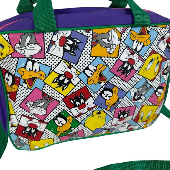 Vintage 1990s Looney Tunes Warner Bros. Rectangular Satchel Shoulder Bag Handled - Picture 2 of 12